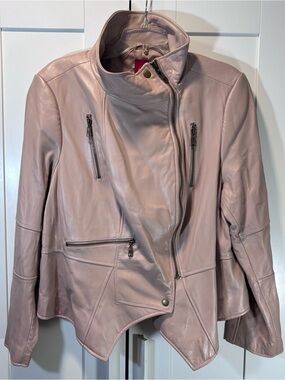 GILI Genuine Leather Moto Jacket Womens 24W Blush Pink Style A256717